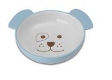 Petrageous Stoneware Pet Bowls Here Doggy, 5-1/2-Inch, 1-1/4-Cups, Blue