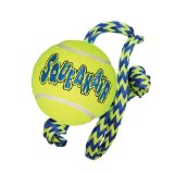 KONG Squeakair Tennis Ball with Rope Dog Toy, Medium, Yellow